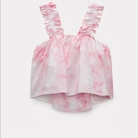 Zara Tops - Zara Pink Tie Dye ruffle tank top